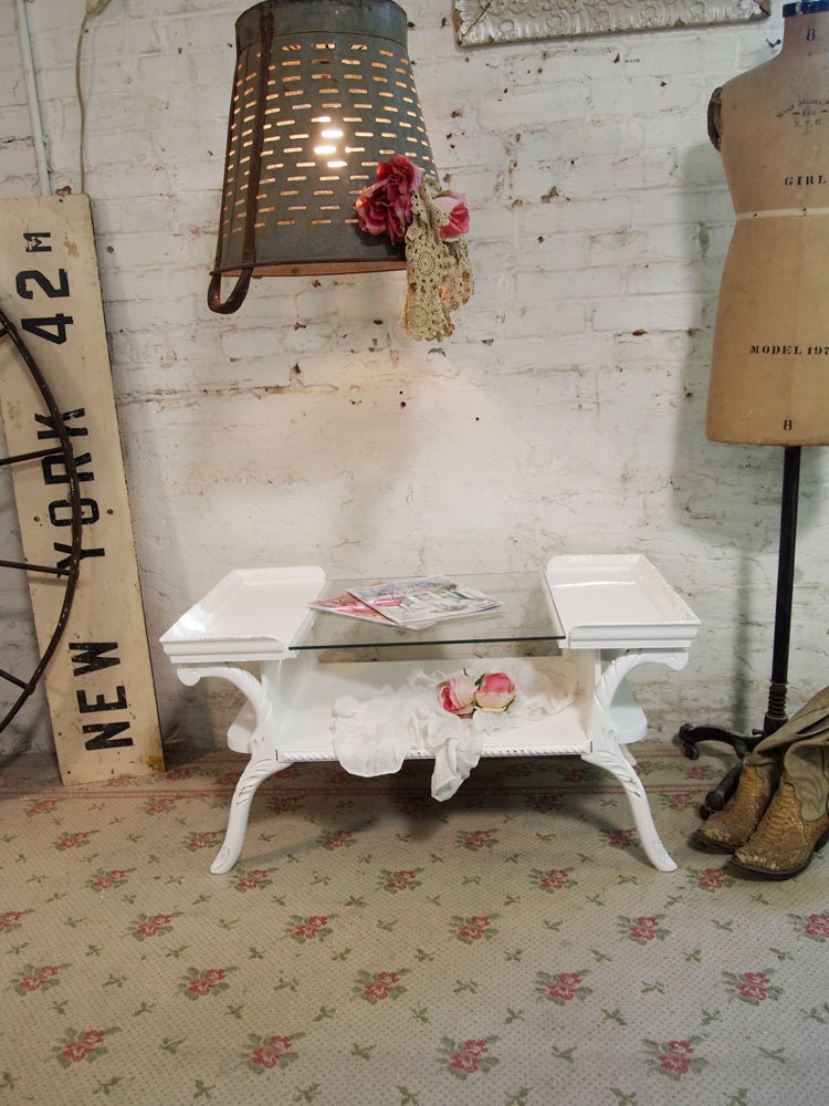 Painted Cottage Chic Shabby  White Romantic Coffee Table CFT236