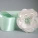 Light Green Satin Bridal Sash with White Rose Flower Accent - Mint Green Mist