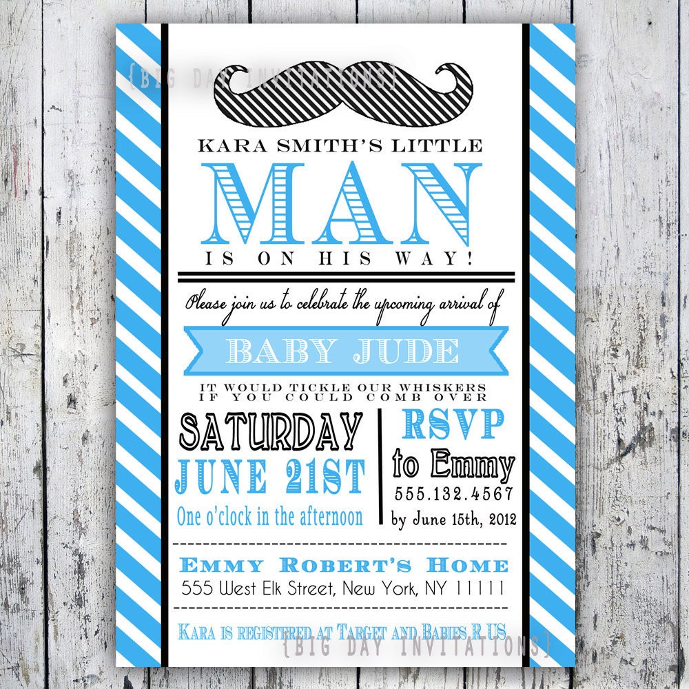 Little Man Mustache Baby Shower Insert Card for Registry or Book Request - Matching Invitation Available