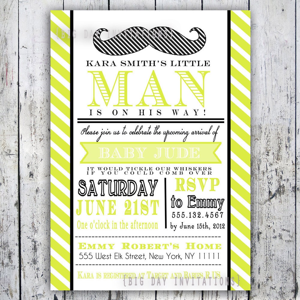 Little Man Mustache Baby Shower Insert Card for Registry or Book Request - Matching Invitation Available