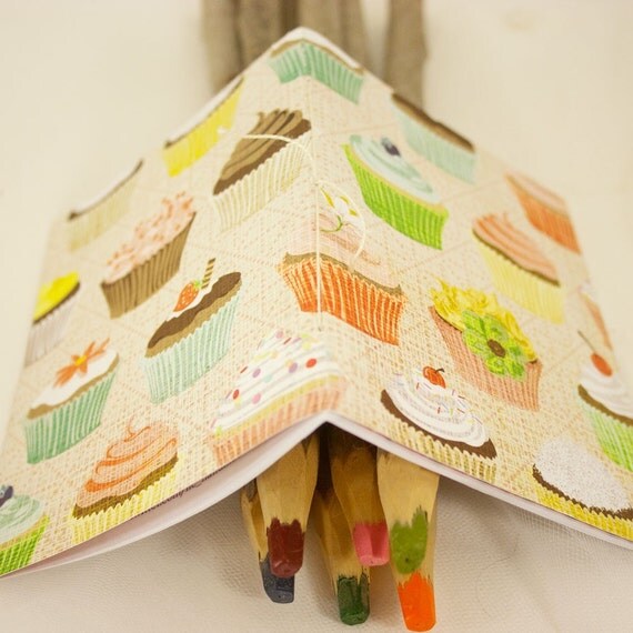 Vintage Cupcakes - handbound notebook
