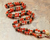 Sankalpa Mala, carnelian, aqua terra jasper, jade, prayer beads