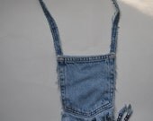 The Bare Minimum. Vintage Denim pocket purse .beaded fringe jean bag .designed by someone's mama