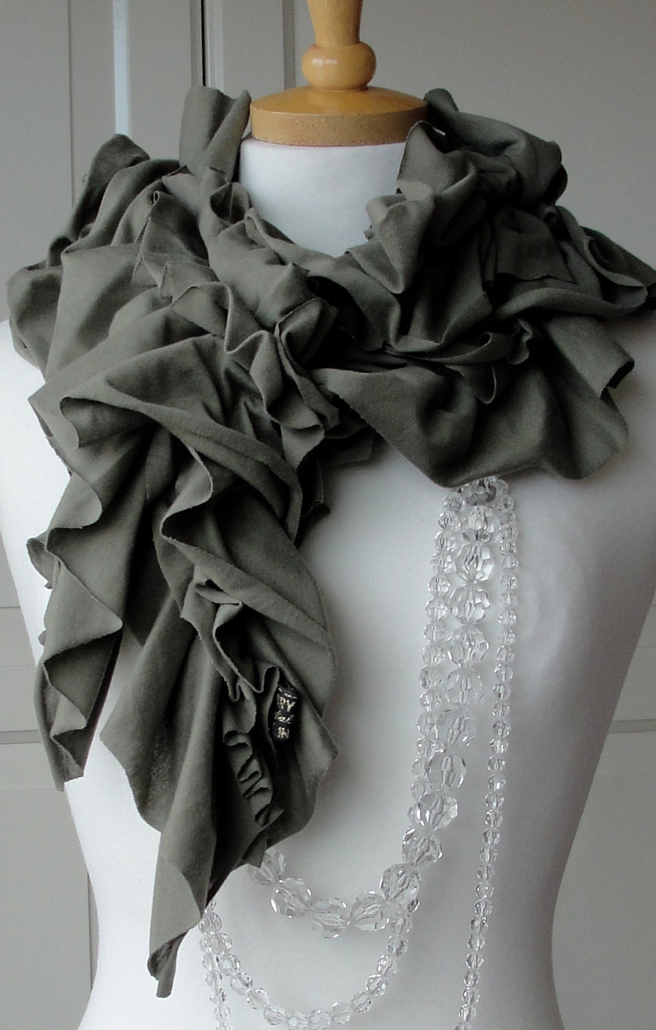 Sage GREEN AW11 Double RUFFLE scarf.