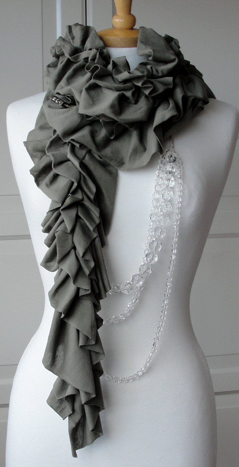 Sage GREEN AW11 Double RUFFLE scarf.