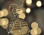 Vintage Bible Verse Pendant Necklace I Corinthians 13: 13