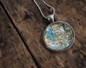 Map Pendant Necklace from Vintage Atlas SALT LAKE CITY Utah