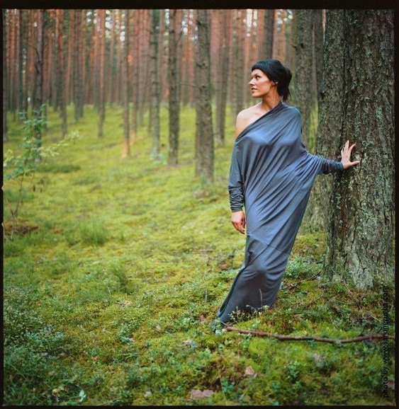 LeMuse long Blue asymmetric cotton dress...