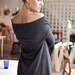 Deep grey open shoulders LeMuse cotton dress