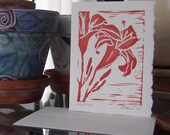 Handmade Card - Red Daylilies with Recycled Envelope - Medium
