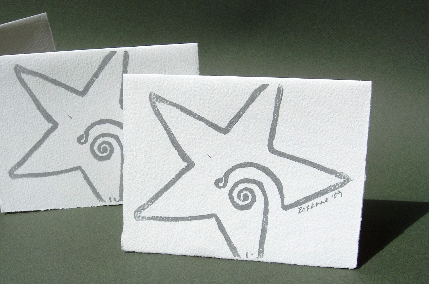 Handmade Card - Silver Star with Recycled Envelope - Medium