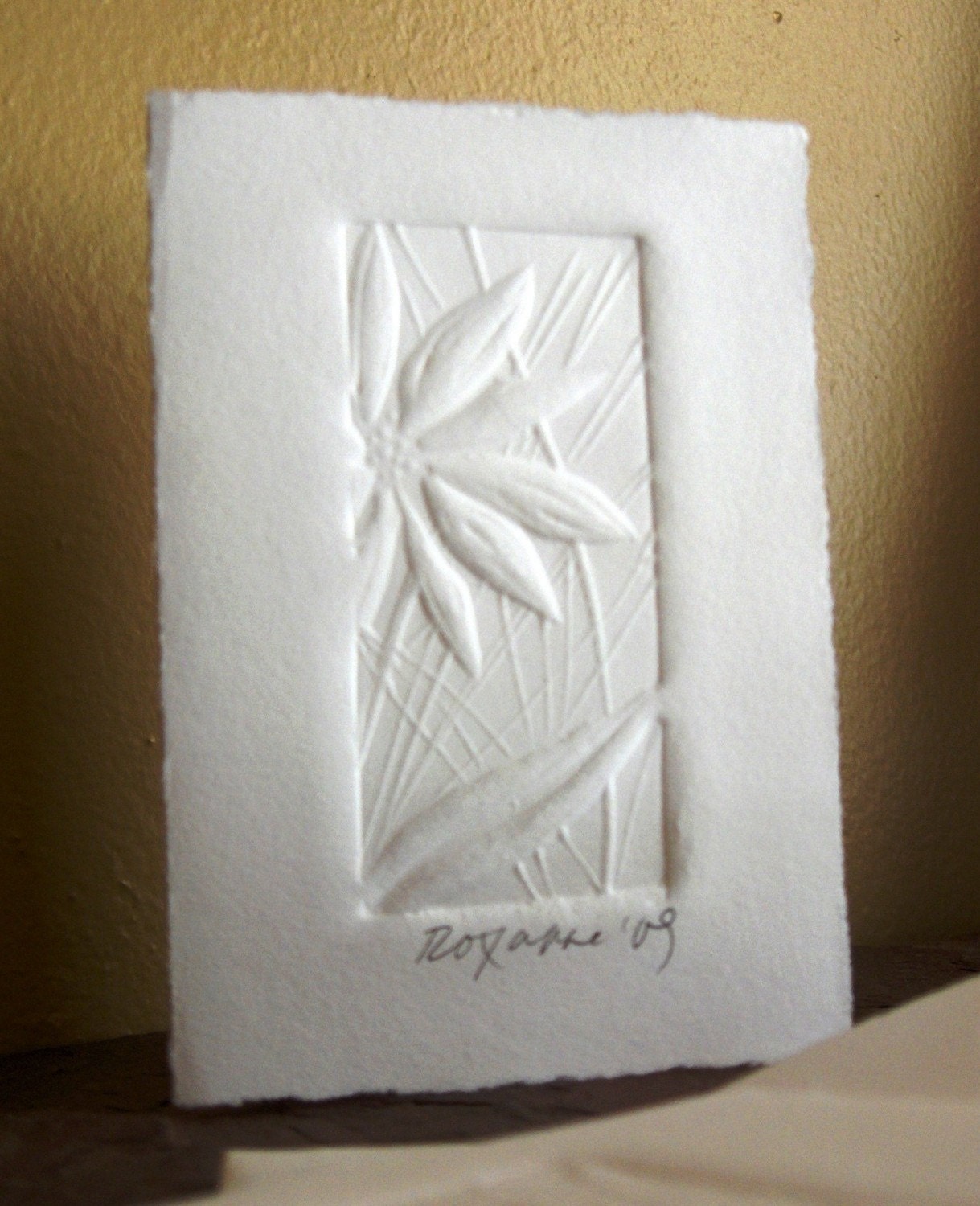 Handmade Cards - Embossed Mini-Card:  Daisy With White Envelope