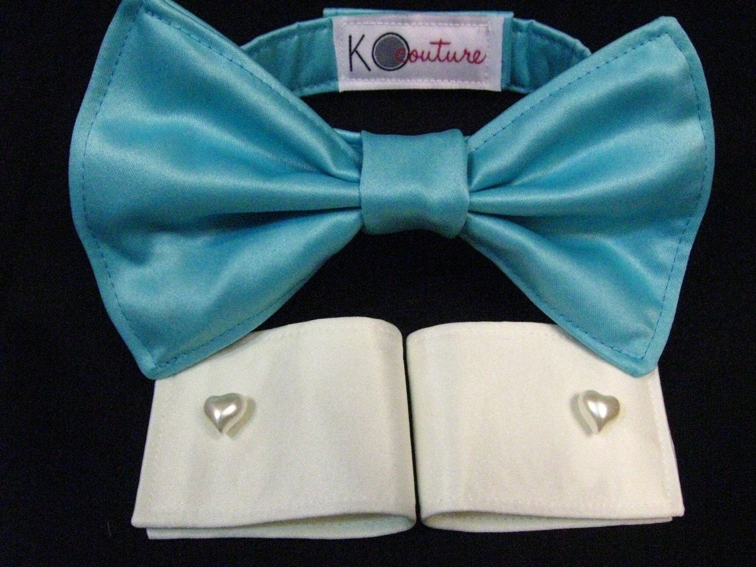 Blue Ruff Cuff Set with Dog Bow Tie