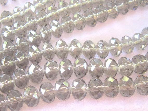 Black Diamond Chinese Crystals, Faceted, 8 Inch Strand, 36 beads