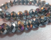Misty Blue Glass Quartz Crystal Rondelles AB, Faceted 8mm, 1/2 Strand, 36 Crystals