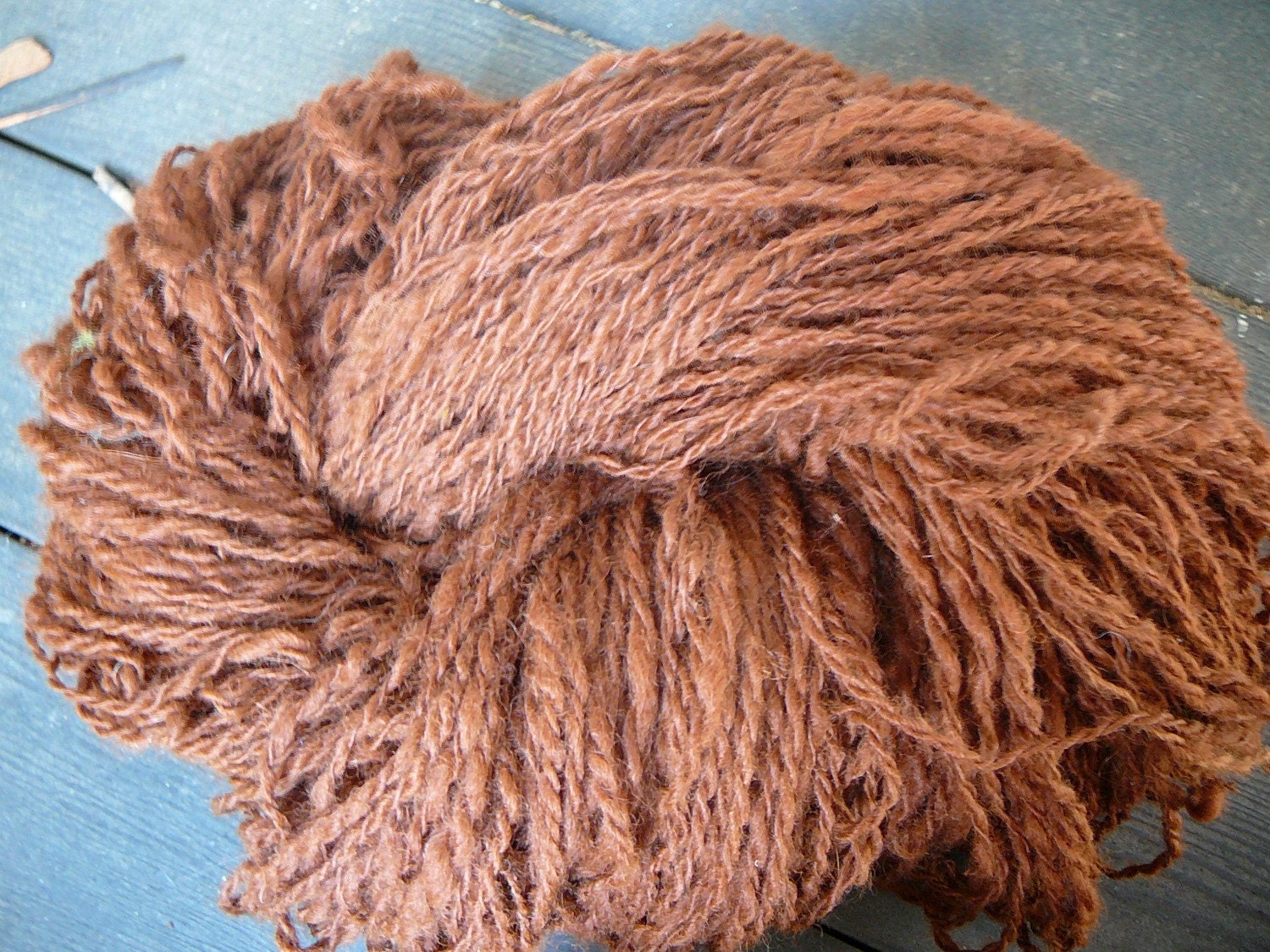Handspun brown alpaca yarn worsted 256 yards