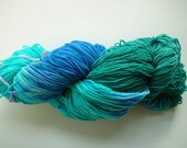 Hand painted superwash merino/nylon sock yarn  fingering weight Ocean 400 yards, 100g