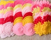 Pink Lemonade - Super Pack - 132 Die Cut Felt Flowers and Circles
