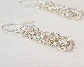 Long Sterling Silver Byzantine earrings chain maille chainmaille chainmail mail 925