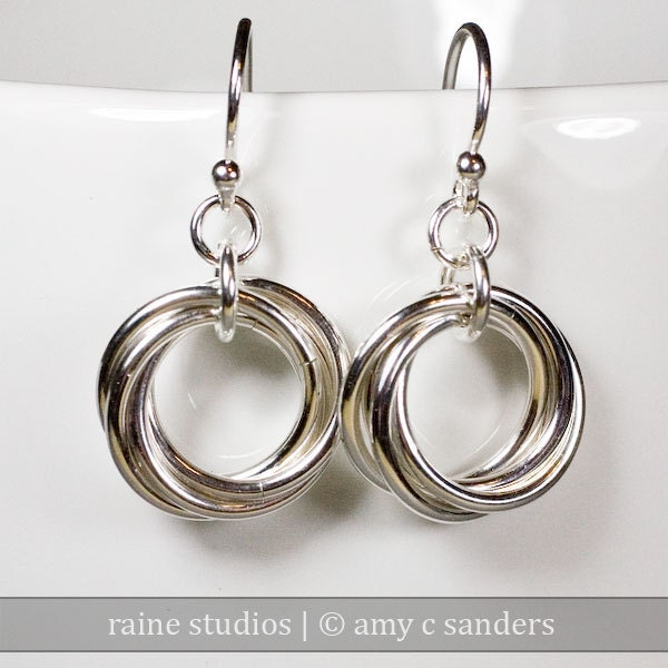 Sterling Silver Infinity Love Knot Chainmaille Earrings Mobius Chain maille