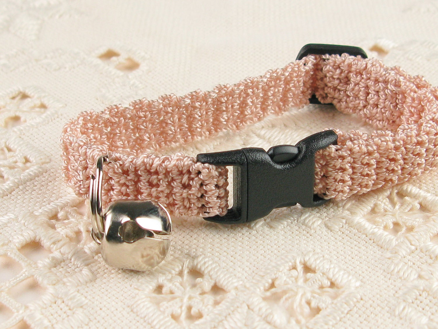 Crochet Cat Kitty Kitten Collar Beige