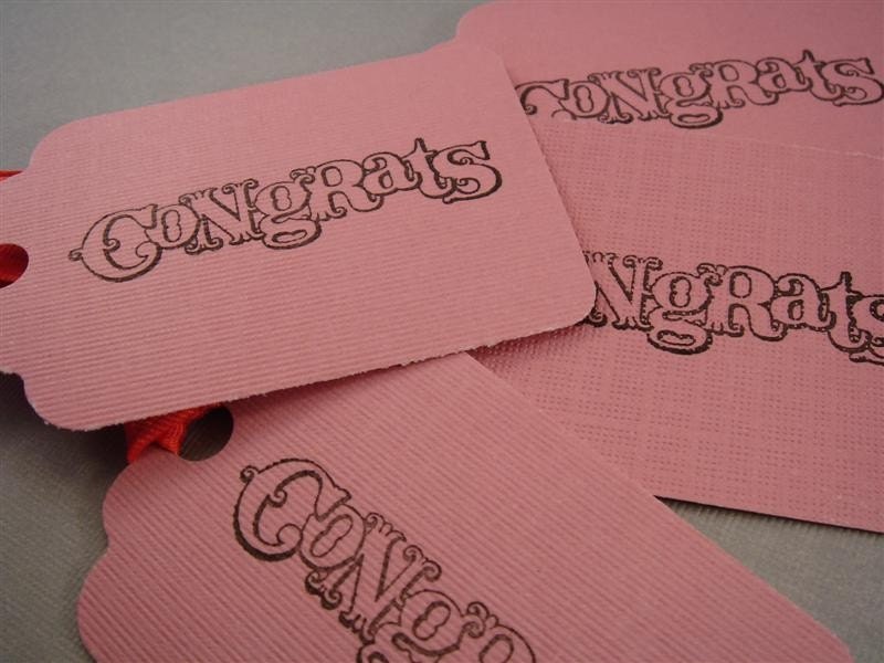 Orchid Congrats GIFT TAGS - set of 4 in pink