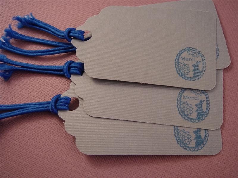 Merci Lapin GIFT TAGS - set of 4 in soft gray