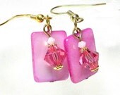 Beaded Earrings, Fuchsia Bead Earrings, Dangle Earrings, Fashion Earrings, Fuchsia Shell Earrings , Women's Earrings