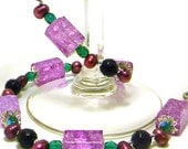 Beaded Necklace, Fuchsia Beaded Necklace, Pearl Bead Necklace, Fashion Necklace, Women's Necklace, Women's Jewelry