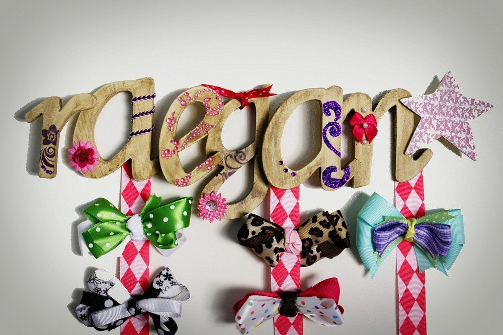 Personalized Boutique Style Hairbow Holder- UP TO 6 LETTERS