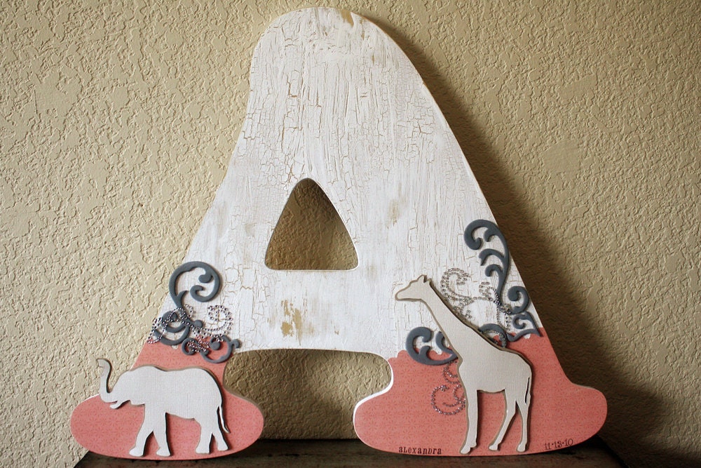 Custom designed giant wooden wedding or nursery wall letter- 18"