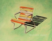 art print, retro, garden chair, mid century