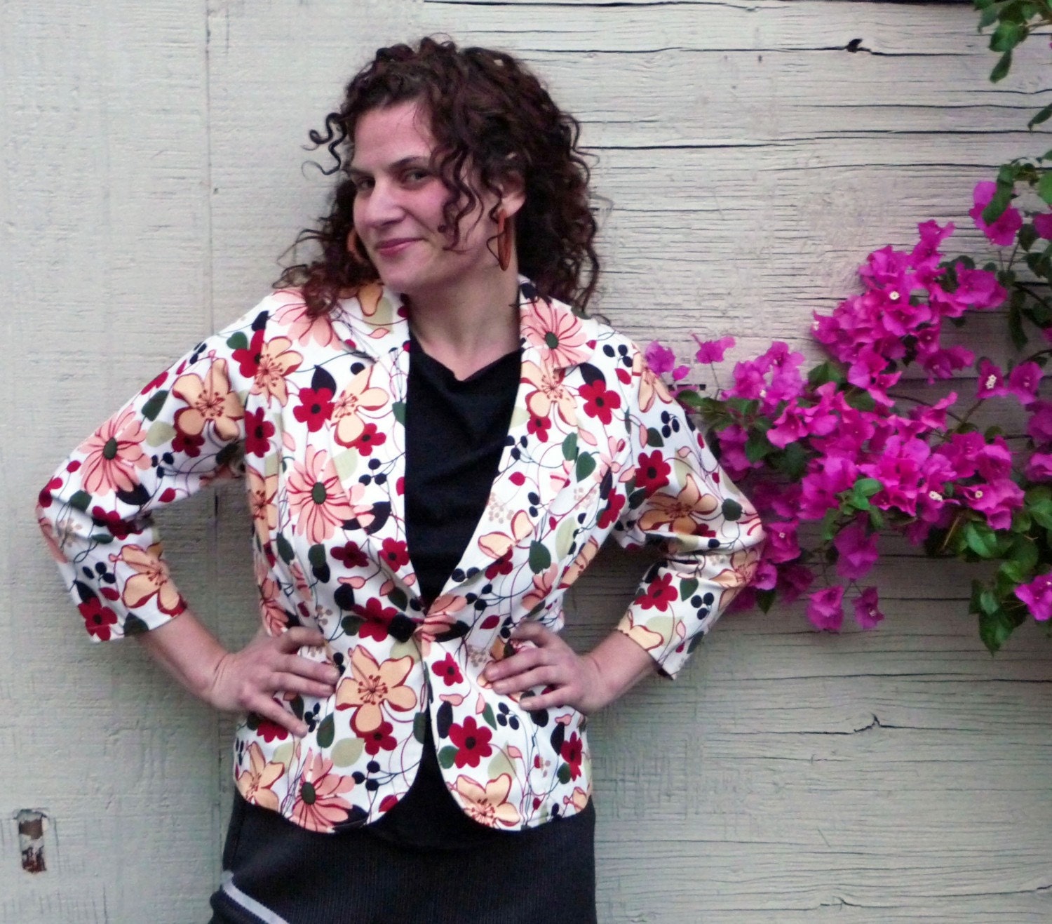 Shrunken Floral Blazer