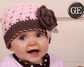 INSTANT DOWNLOAD Crochet Pattern Crossed Cluster Beanie with Rose (Newborn to Ladies) Permission to sell all finished items