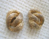 Vintage 1960's, Large Textured Gold Napier Earrings. Clip on. Hollywood glamour.