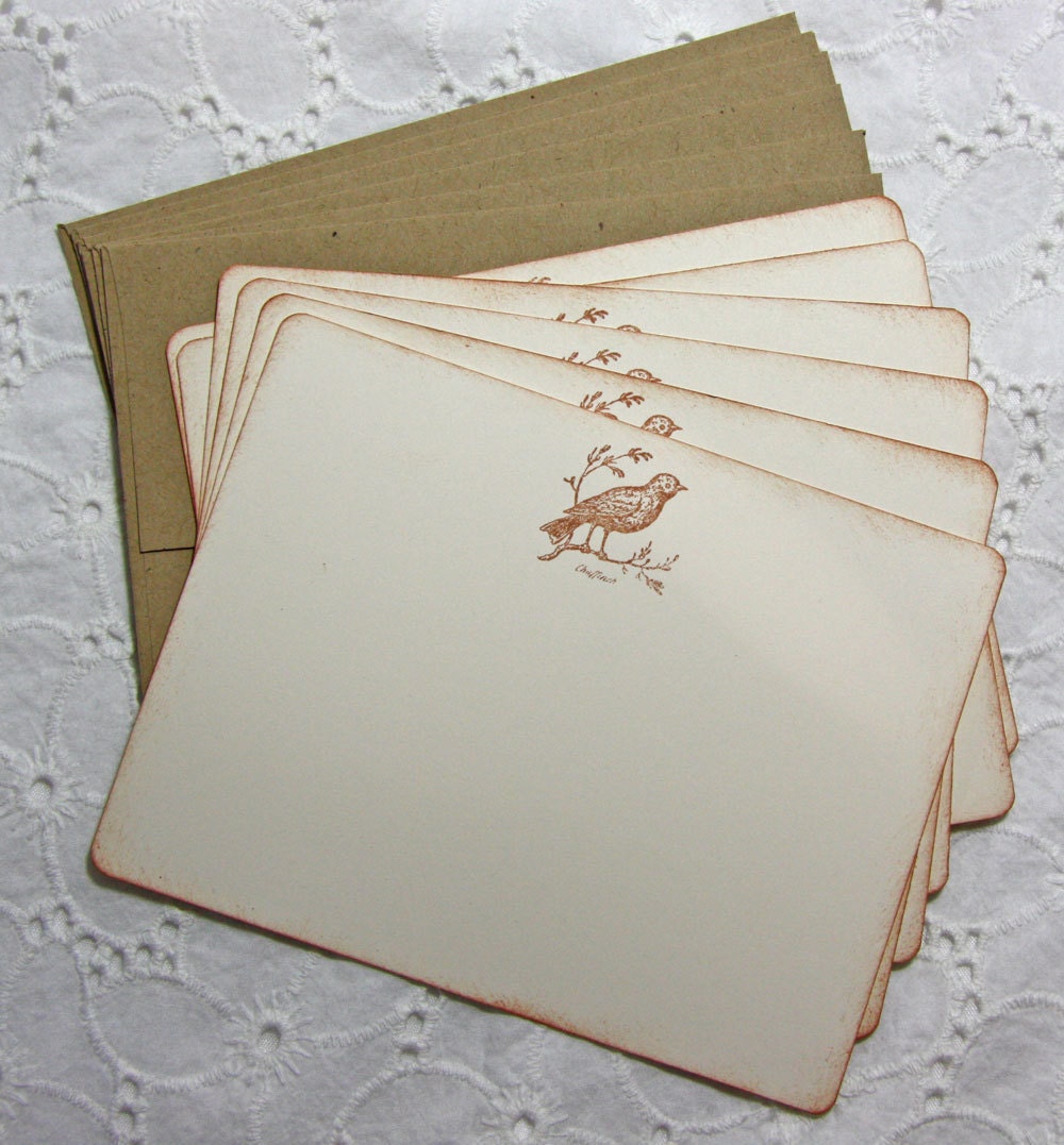 Vintage Bird Stationary Set of 6 cards and envelopes