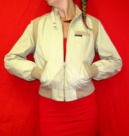 80s Vintage 1980s Skinny Cafe Racer Preppy Jacket British Mist sz M Tan Beige Light Brown