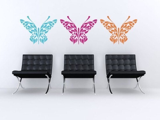 Three Large Butterflies Vinyl Wall Decal Art Graphics Decor
