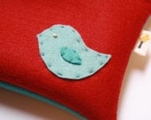 Bluebird Zipper Pouch / Wool Felt Bluebird Pouch