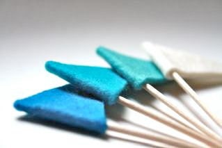 Cupcake Toppers / Cool Breezy Blue / Wool Felt 