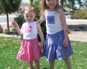 SALE Coordinating Sister SETS - Extra Twirly, Extra Girly Picnic Skirt Tank Top SET- Baby Toddler Girls Drop Waist Skirt - Gingham Garden