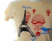 Balloons over paris tee hand dyed and printed pick your size and color