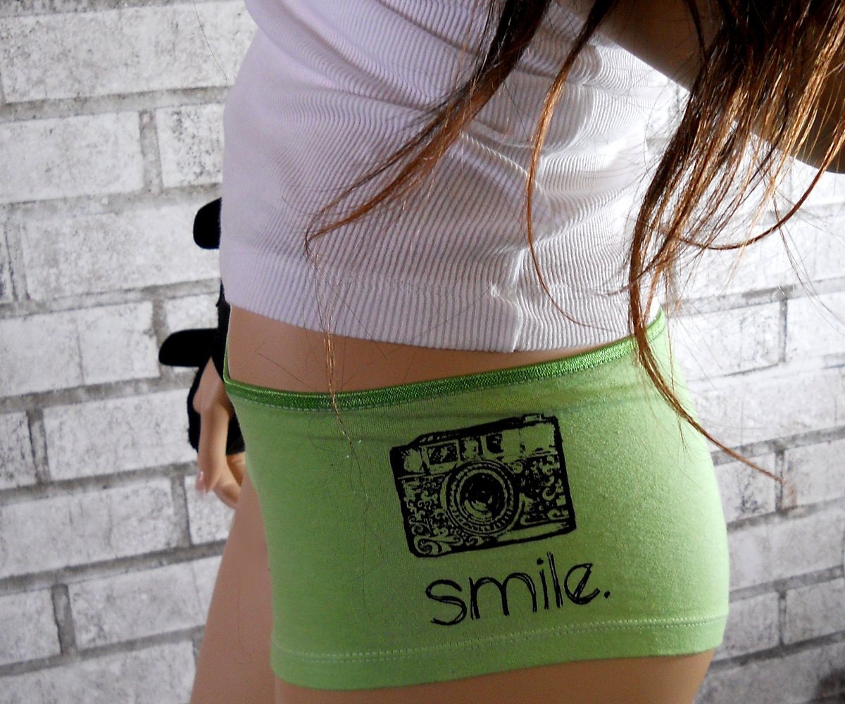 camera Panties, 35mm camera boyshort panties, dyed green or custom colors