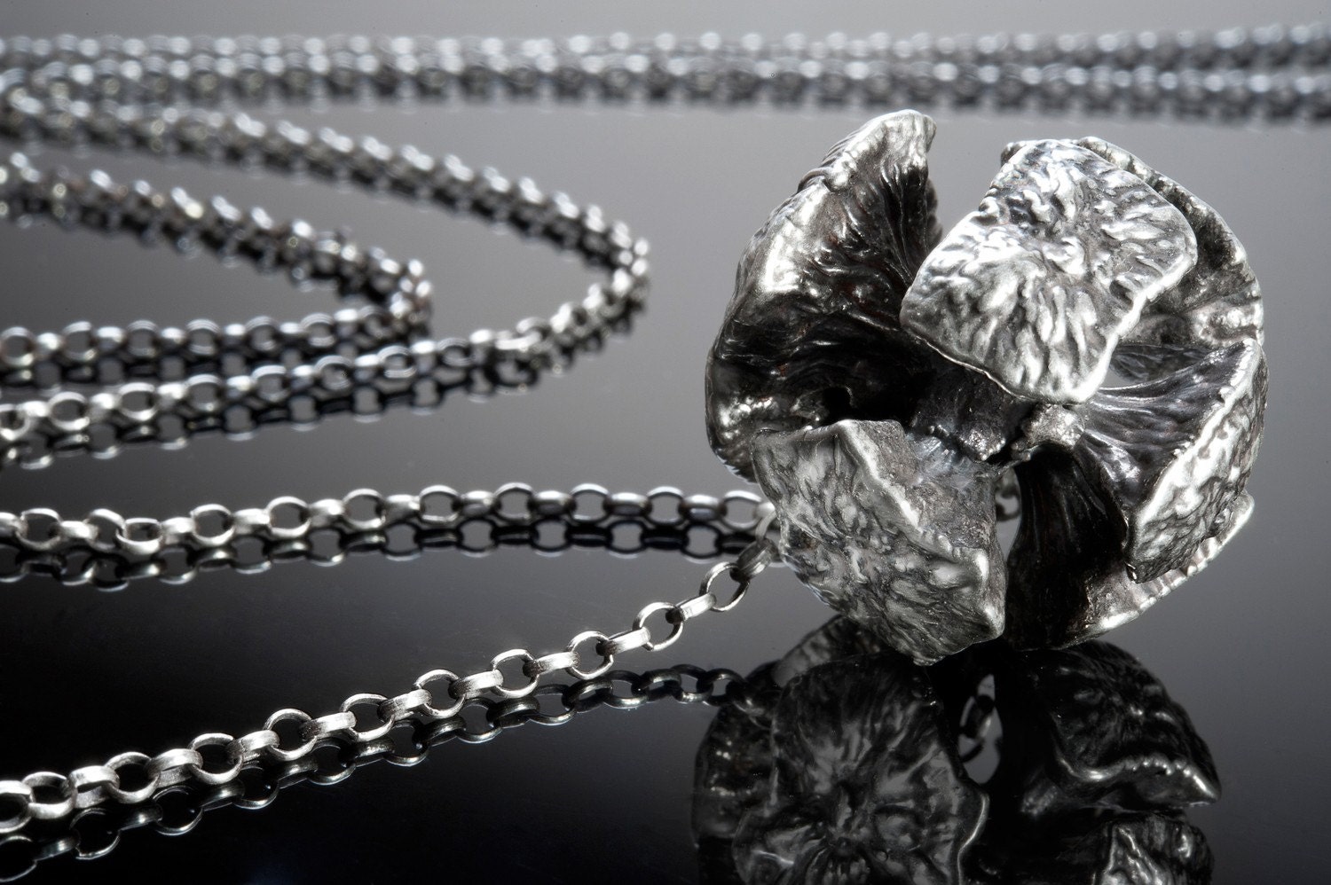 Sterling Silver Pine-Ball Necklace with black oxide finish