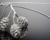Branch with 3 Swedish mini Pine cones sterling silver
