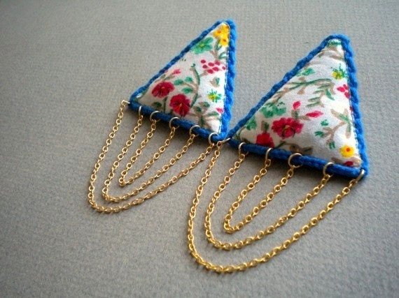 Floral triangle earrings