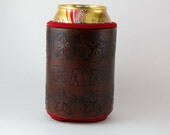 Leather Koozie Personalized Deana with Stars
