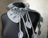 Handknitted light grey neckwarmer scarflette