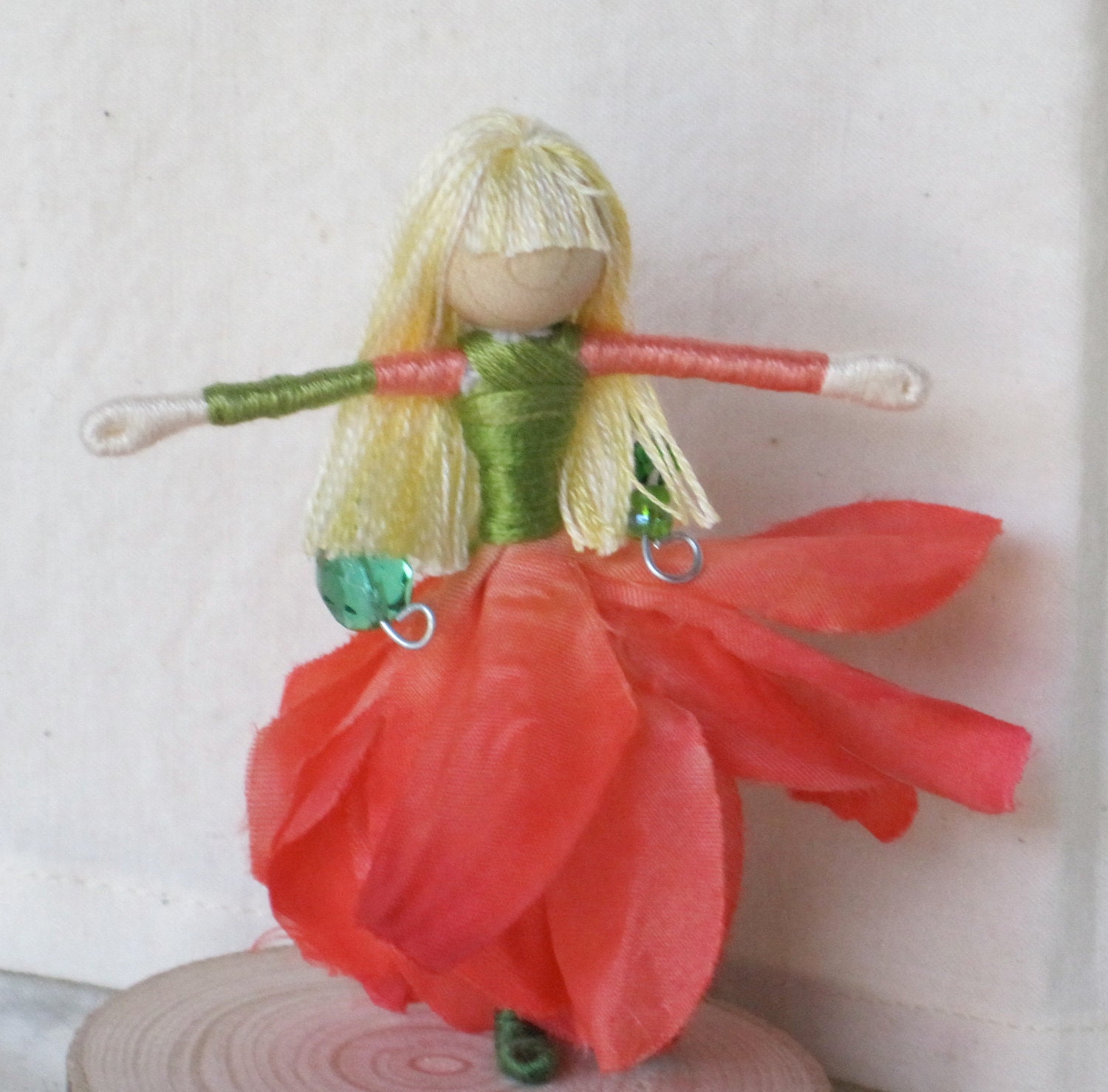 Waldorf Flower Fairy Doll - Green Gerber Daisy Art Doll, Worry Doll, Faery, elemental