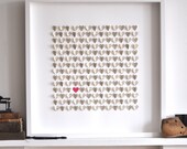 Little Vintage Hearts - Pride and Prejudice Framed Art/ Wedding Gift/Book Art - large size